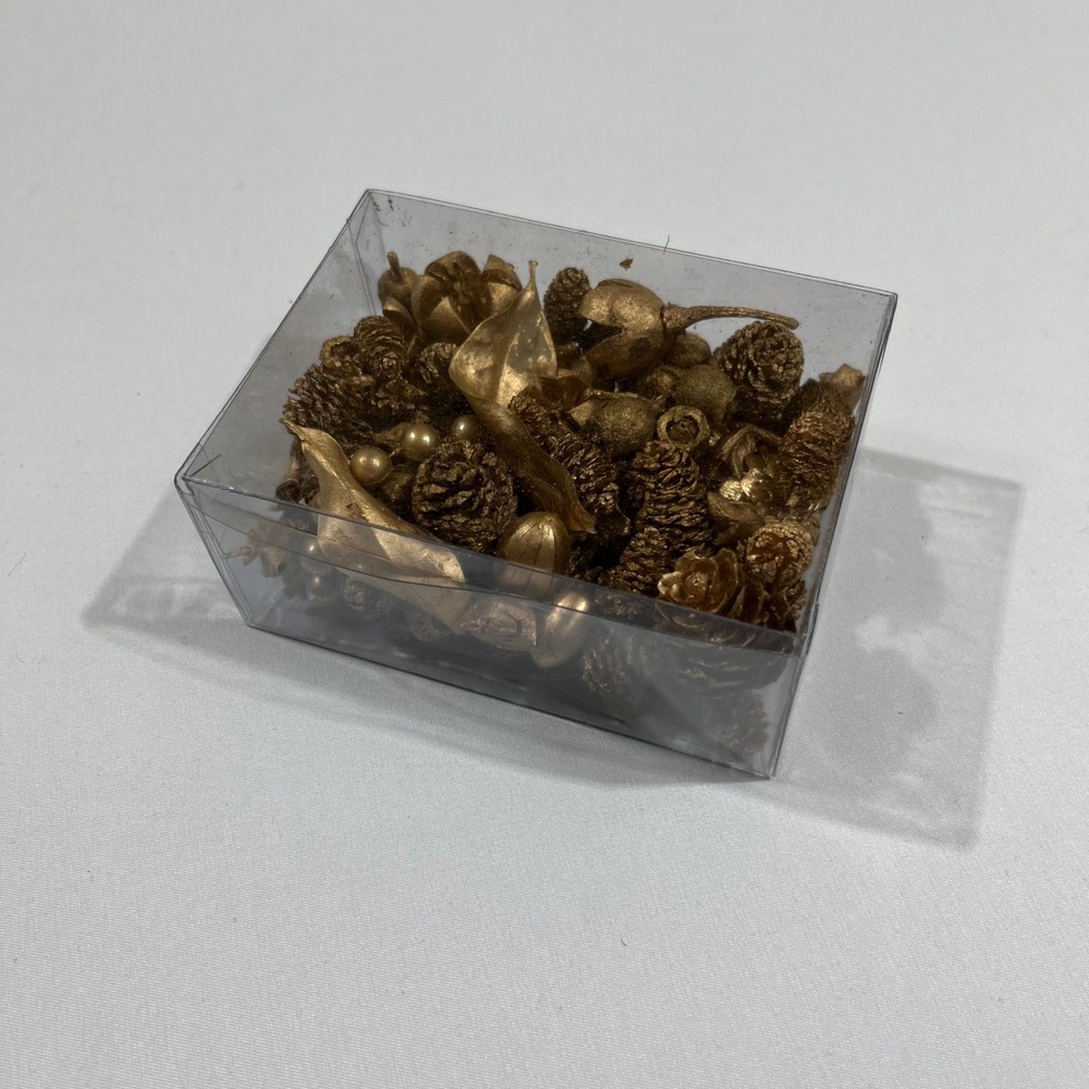 Potpourri Bowl Filler Gold Metallic Pinecones Acorns Holiday Decor Fall